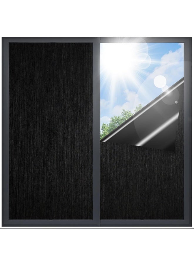 ستة بنسات فيلم تعتيم للنوافذ، يحجب الضوء بنسبة 100%، يوفر خصوصية تامة، عازل للحرارة، يحجب الأشعة فوق البنفسجية، يلتصق بالنوافذ بدون غراء، قابل للإزالة وإعادة الاستخدام، مناسب للمنزل، غرفة النوم، المطبخ، الحمام، غرفة المعيشة - Image 1